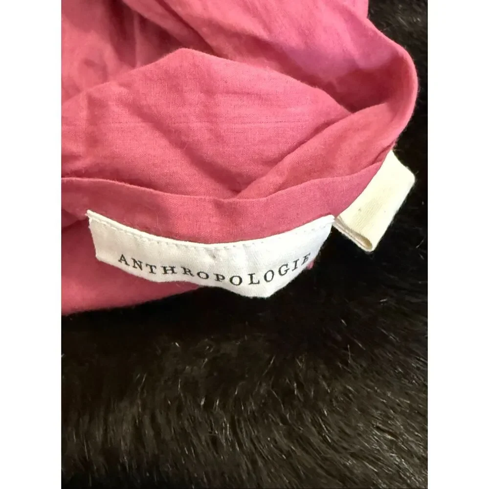 Anthropologie raspberry pink Tiered Ruffle tie curtain panel